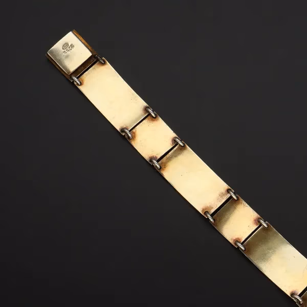 Rare Vermeil Silver and Red Guilloche Enamel Bracelet by Gustav Hellstrom