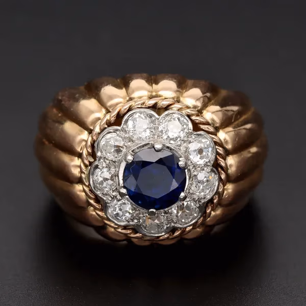 Tested 18ct Yellow Gold Sapphire & Diamond Ring