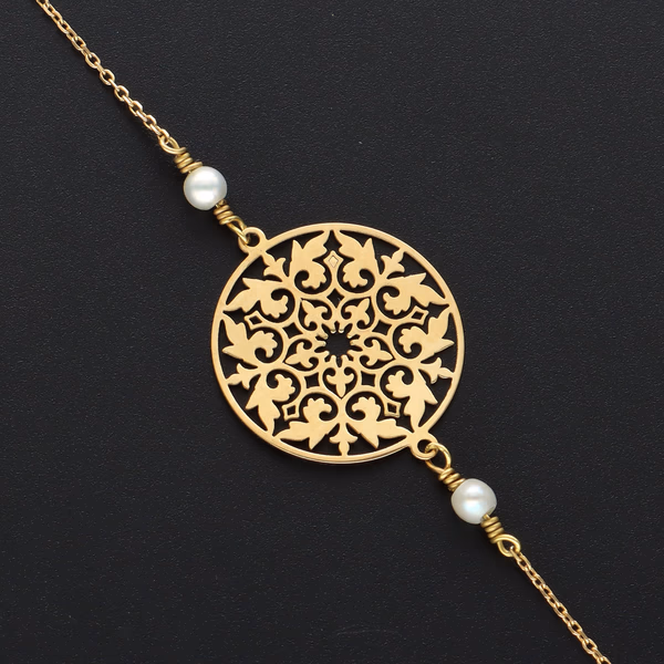 9ct Gold Bracelet with Medallion and Evil Eye Amulet