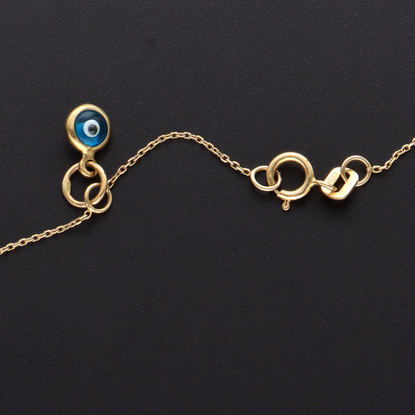 9ct Gold Bracelet with Medallion and Evil Eye Amulet