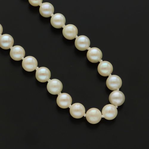 Re-Strung 9ct Gold Clasped Equal Cultured Pearl Necklace image-2