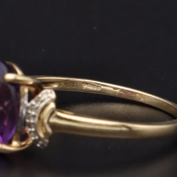 Gold 2.3ct Amethyst and Diamond Ring