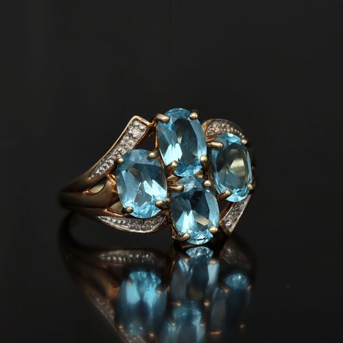 Blue Topaz and Diamond Dress Ring image-1