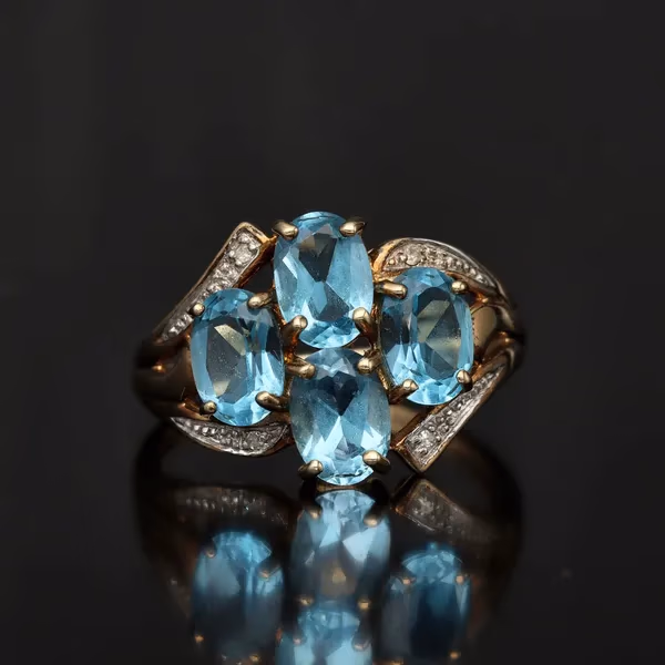 Blue Topaz and Diamond Dress Ring