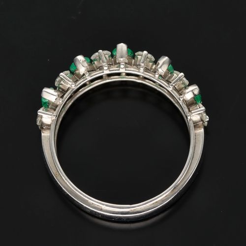 Mid 20th Century Platinum, Emerald and Diamond Half Eternity Ring image-6