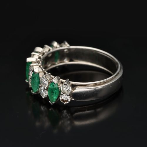 Mid 20th Century Platinum, Emerald and Diamond Half Eternity Ring image-4
