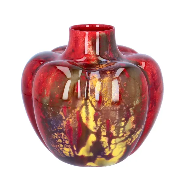 Rare Royal Doulton Flambe Pumpkin Shaped Vase