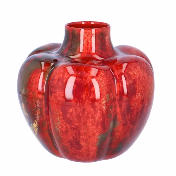 Rare Royal Doulton Flambe Pumpkin Shaped Vase