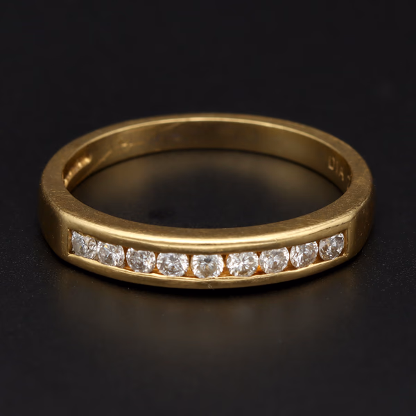 Heavy 18ct Yellow Gold 0.25ct Diamond Half Eternity Ring