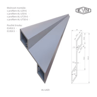 poškozený 1,6 mm hrubý profil na výplň 115,2x24,4x6000mm, materiál EN AW-6060 T66, přírodní hliník bez povrchové úpravy, cena za KUS - slide 0