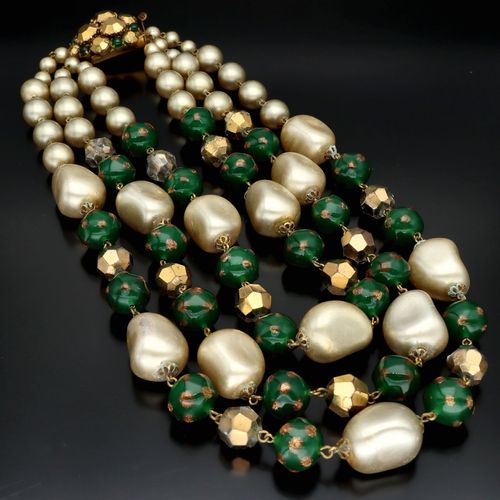 Rare Vintage Pearl and Glass Beaded Necklace image-2