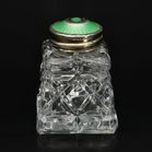 Mid Century Crystal Silver and Enamel Salt and Pepper Pots