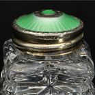 Mid Century Crystal Silver and Enamel Salt and Pepper Pots