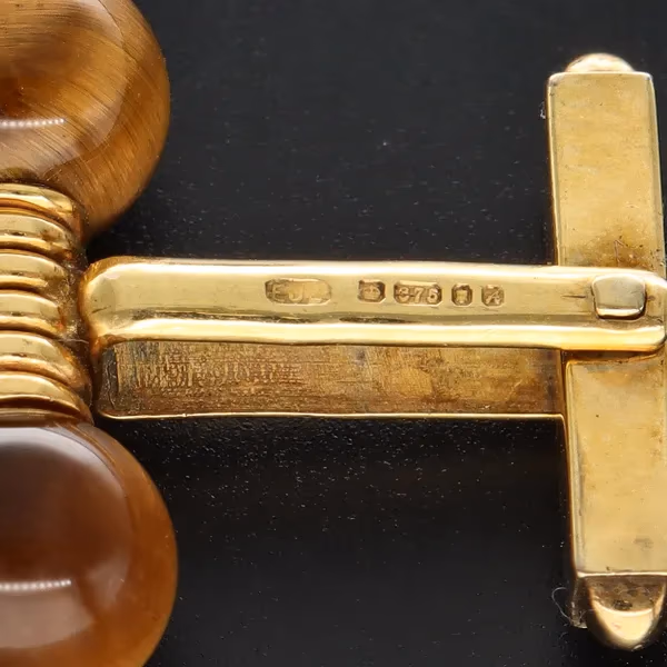 Rare 9ct Gold Gucci Tigers Eye Cufflinks