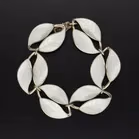 David Andersen Vintage Norwegian Vermeil Silver & White Enamel Double Leaf Bracelet