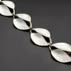 David Andersen Vintage Norwegian Vermeil Silver & White Enamel Double Leaf Bracelet