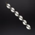 David Andersen Vintage Norwegian Vermeil Silver & White Enamel Double Leaf Bracelet