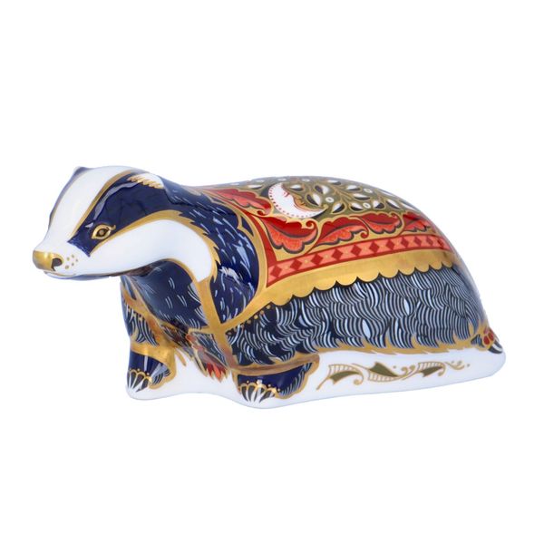 Boxed Royal Crown Derby Paperweight of a Moonlight Badger