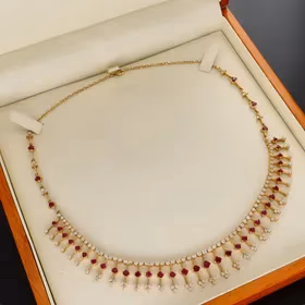 18ct Gold Burmese Ruby and Diamond Vintage Necklace
