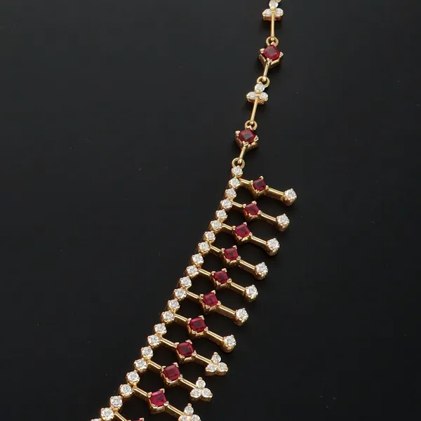 18ct Gold Burmese Ruby and Diamond Vintage Necklace