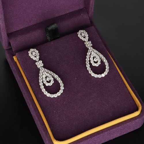 3.10ct Diamond and Gold Drop Earrings image-1
