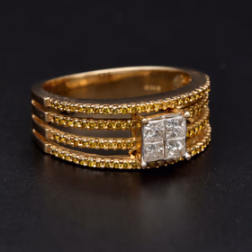 9ct Gold Diamond and Yellow Sapphire Ring