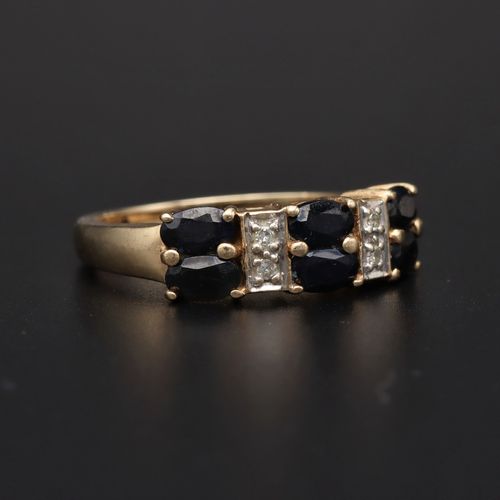 9ct Gold Sapphire and Diamond Ring image-1