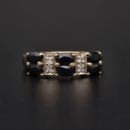 9ct Gold Sapphire and Diamond Ring image-2