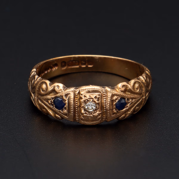 Vintage Gold Sapphire & Diamond Ring