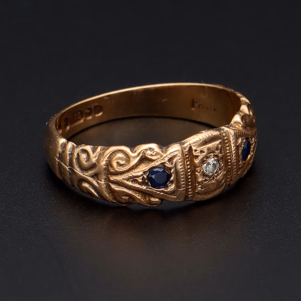 Vintage Gold Sapphire & Diamond Ring