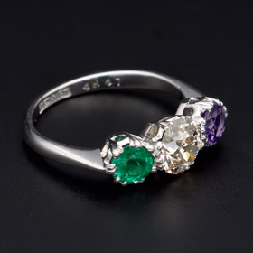 Antique 18ct Gold and Platinum Suffragette Ring