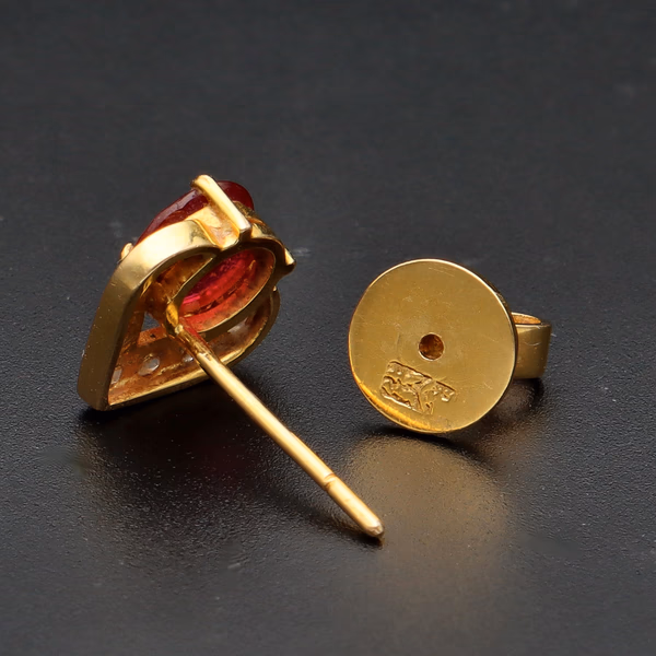 18ct Yellow Gold Burmese Ruby & Diamond Earrings