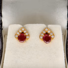 18ct Yellow Gold Burmese Ruby & Diamond Earrings