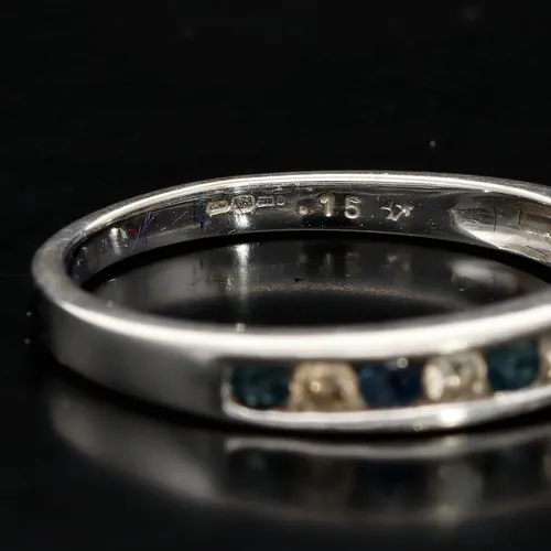 9ct White Gold Sapphire and Diamond Ring image-5