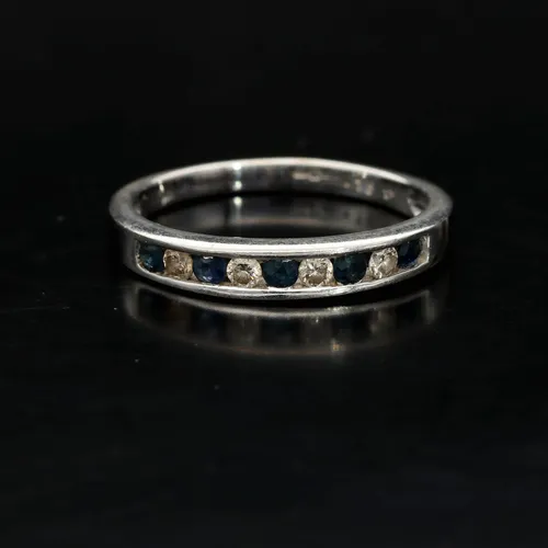 9ct White Gold Sapphire and Diamond Ring image-2