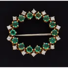 18ct Gold Emerald and Diamond Brooch