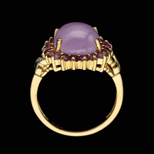 Gold Lavender Jade Amethyst Diamond Ring