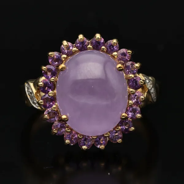 Gold Lavender Jade Amethyst Diamond Ring