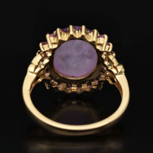 Gold Lavender Jade Amethyst Diamond Ring image-6