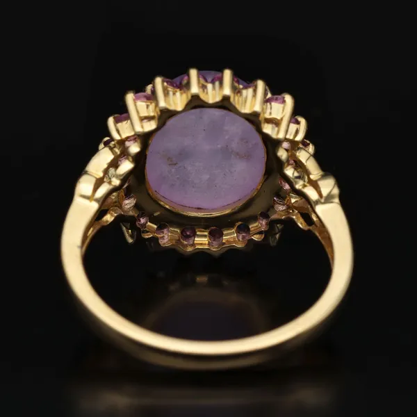 Gold Lavender Jade Amethyst Diamond Ring