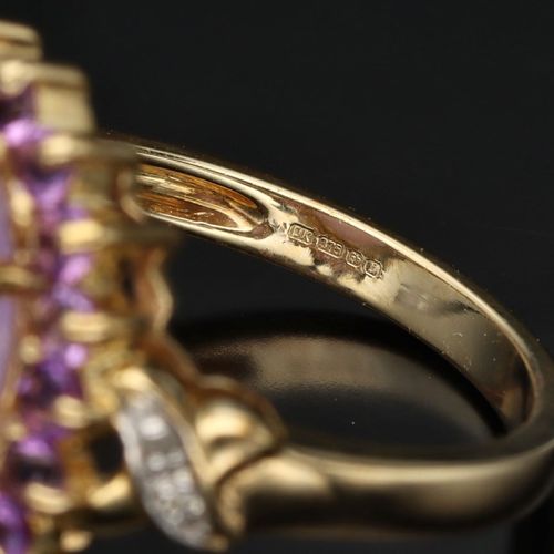 Gold Lavender Jade Amethyst Diamond Ring image-4