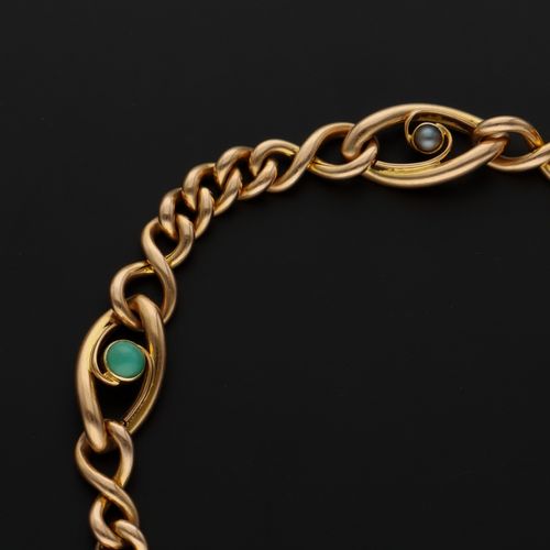 15ct Gold Turquoise and Pearl Bracelet image-2