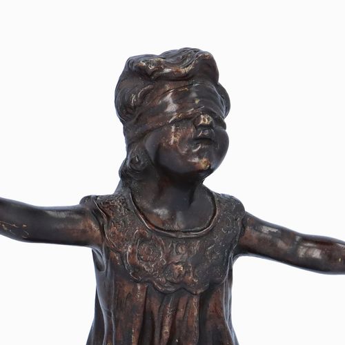 19th Century Italian Bronze Figure of a Blindfolded Girl image-2