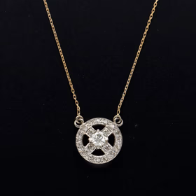 Art Deco18ct Gold Diamond Pendant