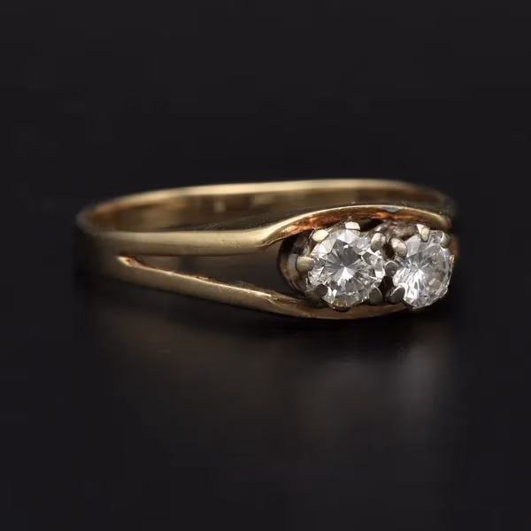 Retro Gold 0.35ct Diamond Ring. London 1980