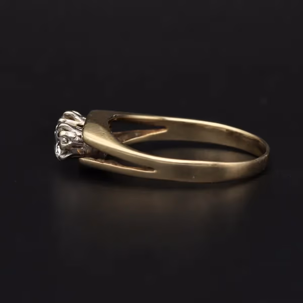 Retro Gold 0.35ct Diamond Ring. London 1980