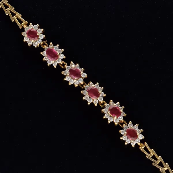 14ct Gold Diamond and Ruby Bracelet