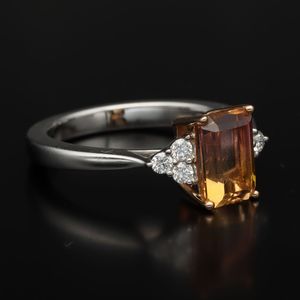 18ct Gold Bi Coloured Tourmaline and Diamond Ring