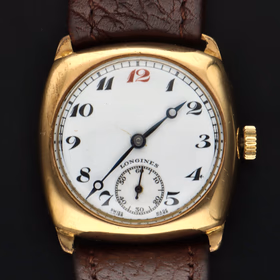 9ct Gold Longines Cushion Case Wrist Watch