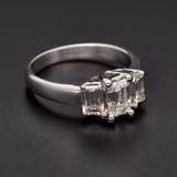 14ct White Gold 3-Stone 1.81ct Emerald-Cut Diamond Ring